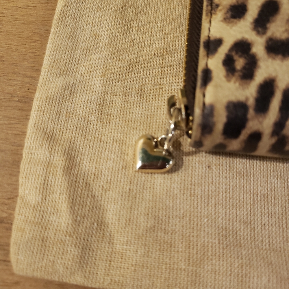 Furla Leopard Print Zip Wallet w/ Gold Hardware, Bow Accent, Dusty & Box - Picture 10 of 12